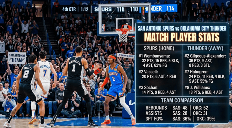 san antonio spurs vs oklahoma city thunder match player stats