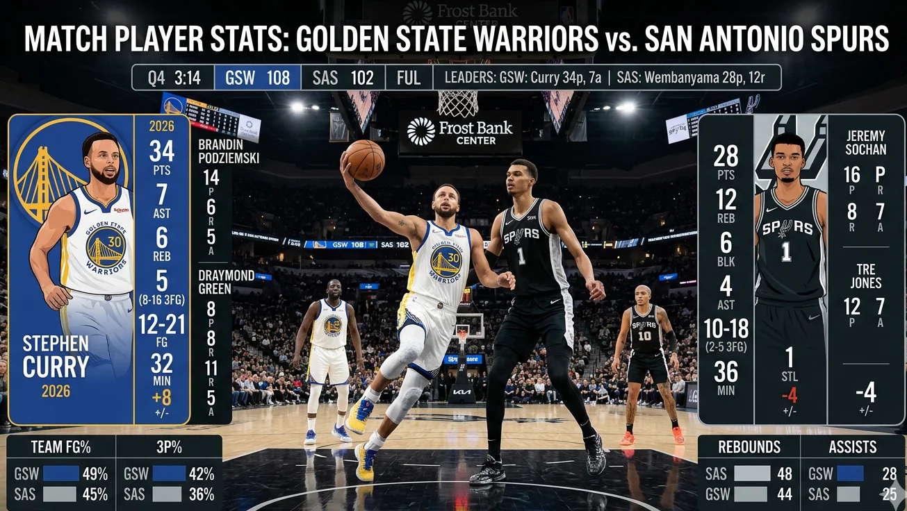 golden state warriors vs san antonio spurs match player stats