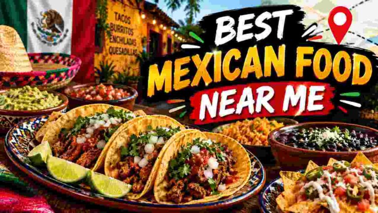 Best Mexican food near me - authentic street tacos with al pastor, carnitas and fresh salsas at a taqueria