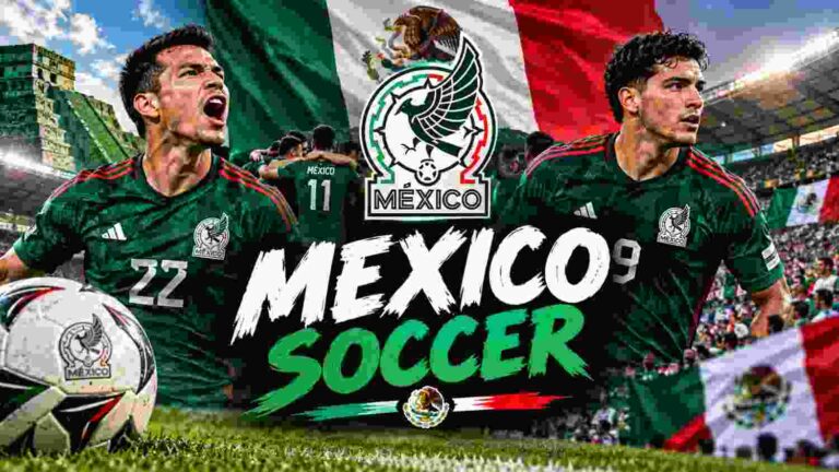 Mexico soccer fans waving flags while supporting El Tri in a packed stadium