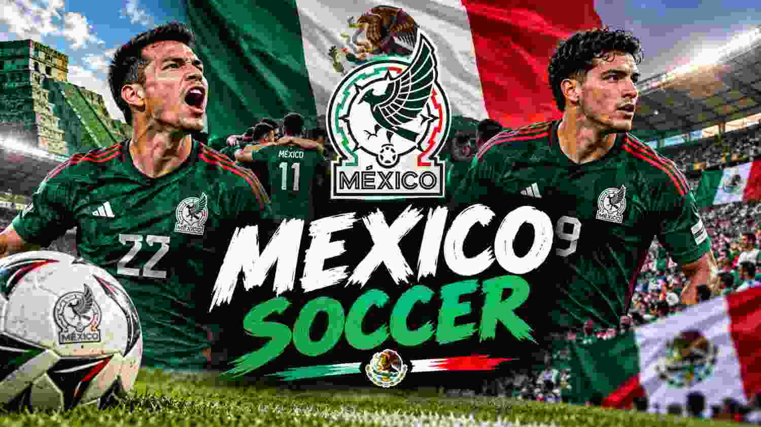 Mexico soccer fans waving flags while supporting El Tri in a packed stadium